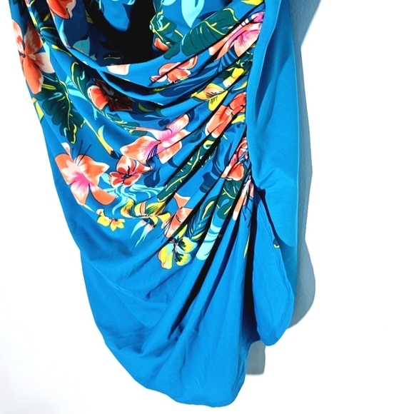 Lan's End Slender Floral Print V-Neck Rushed Side Women's Swimsuit Plus 20W - Picture 6 of 11